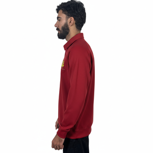 Polo homme à manches longues en coton épais 450 GSM, coupe ample classique, broderie unie, logo personnalisé, fermeture éclair. - Product Image 3