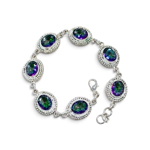 Pulsera de cadena ajustable de topacio místico natural para mujer, auténtica y certificada, ideal para fiestas, venta al por mayor. - Product Image 1
