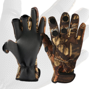 Gants de pêche en néoprène camouflage coupe-vent avec fermeture auto-agrippante, gants de protection coupe-vent pour la pêche et la chasse en plein air, unisexe - Product Image 3