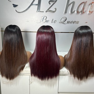 Best Seller Wholesale Price Weft <b>Hair</b> Bundle Bone Straight Customized Closure Cuticle Aligned 100% Human Raw <b>Hair</b> Burgundy Color - Product Image 5