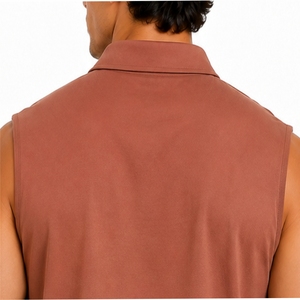 Men’s Sleeveless <b>Polo</b> <b>Shirt</b> Casual Top Relaxed Comfort Fit Clean Minimal Look Wear Lightweight Feel Smooth Fabric - Product Image 5