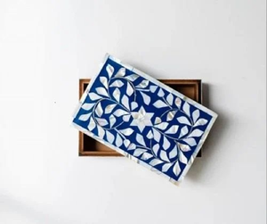 Handmade Eco-Friendly Modern <b>Square</b> Mother Pearl Inlay Resin Polished Jewelry Gift Box Intricate Design Stylish Tabletop Home - Product Image 1