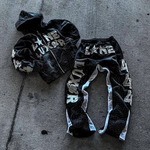 Unisex Casual Fashion Acid Wash Eco-Friendly Breathable Reversible Heavyweight Winter Solid Tracksuit <b>Set</b> for Sports Travel - Product Image 5