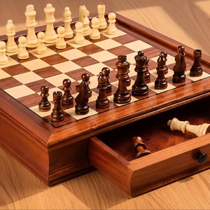 ILAHI's Eco-Friendly Rustic Polished Rectangle <b>Chess</b> <b>Board</b> Game 100% Handmade Pure Wood Animal/Love Style Customized Size <b>Chess</b> - Product Image 1