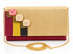 Handcrafted Women Party Wear Envelope <b>Purse</b> with Detachable Gold Chain Strap - Product Image 2