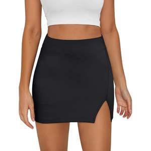 2025 2025 Mini jupe noire avec short pour femmes Sexy mignon moulante jupes pour tenues d'été plaine impression numérique - Product Image 2