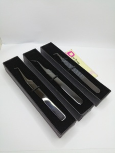 Pinzas Profesionales de Alta Calidad para Pestañas, Pinzas de Acero Inoxidable de Marca Privada, Pinzas Curvas de Volumen de 45 Grados - Product Image 1