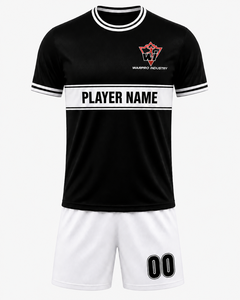 Conjunto de Uniforme de Fútbol Minimalista Personalizado, Negro y Blanco, Transpirable, de Secado Rápido, Camiseta y Pantalones Cortos de Fútbol, Equipación de Equipo, OEM ODM, para Hombre y Jóvenes - Product Image 1