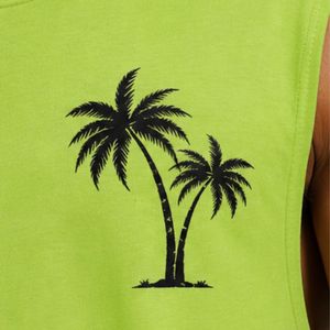 Camiseta sin mangas verde lima para hombre con estampado de palmeras, chaleco informal de verano, camiseta de algodón para gimnasio, fitness, entrenamiento muscular, ropa de playa - Product Image 6
