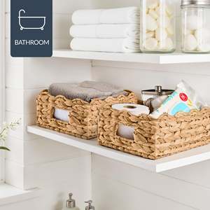 Skillful Water Hyacinth Storage <b>Basket</b> Set Woven Pantry Organizer <b>Basket</b> Decorative Storage Bin Ideal For Kitchen <b>Shelf</b> Use - Product Image 5