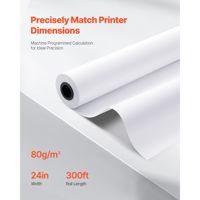 Rouleau de papier traceur grand format 24 pouces, 300 pieds, 20 lb, pour plans d'ingénierie CAO, plans architecturaux, cartes SIG, 2 rouleaux