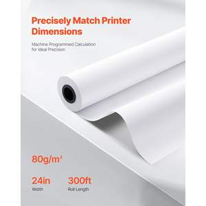 Rouleau de papier pour traceur grand format 24 x 300 pieds, 2 noyaux, 20 lb, papier bond pour plans CAO, plans d'ingénierie, cartes SIG, plans architecturaux 2 - Product Image 3