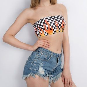 Top Corto Personalizado con Logotipo Frontal Estilo Y2K para Mujer, Sexy, con Estampado de Puntos, sin Tirantes, Gráfico, de una Pieza, Spandex/Poliéster, Secado Rápido, Venta al Por Mayor - Product Image 2
