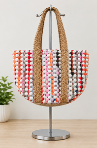 Trendy Multicolour Braided Jute Cotton Chindi Tote <b>Bags</b> Custom Logo Wholesale Shopping <b>Bags</b> best for <b>Beach</b> <b>bags</b> for <b>women</b> - Product Image 5