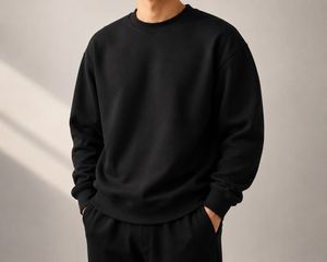 เสื้อสเวตเชิ้ตผู้ชายสีแดง คอตั้ง ทรงหลวม ผ้าถักขนแกะ เป็นมิตรกับสิ่งแวดล้อม แห้งเร็ว สไตล์ลำลอง สตรีทแวร์ เสื้อผ้าฤดูหนาว - Product Image 4