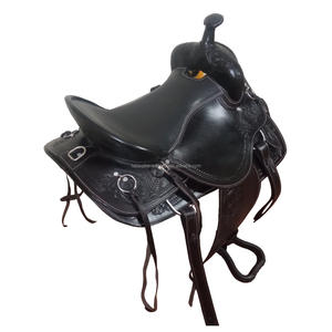 Selle de cheval personnalisée avec selle d'endurance de course de baril western en cuir très confortable en vrac avec jeu de punaises - Product Image 1