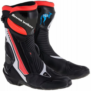 Bottes de moto en cuir imprimées au design unique, dernières tendances, pour hommes, qualité supérieure, doublure en mesh, nom d'équipe personnalisé, bottes ventilées - Product Image 6