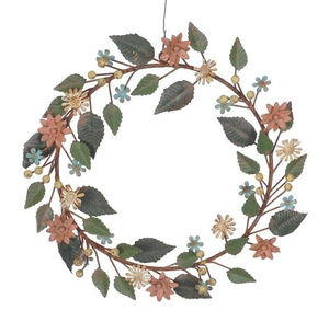 Beautiful Decorative <b>Metal</b> <b>Wreath</b> with Floral Inspired Design and Handmade Finish for Elegant Home and Outdoor Styling - Product Image 1