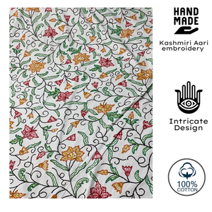 Cubrecama Floral Clásico Hecho a Mano de Primera Calidad, 100% Algodón Puro, Tamaño Queen (90x108 Pulgadas), Bordado a Mano con Hilo de Lana Kashmir Aari, Estilo Hotel - Product Image 2