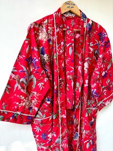 Robe Kimono Naaz Textile à Imprimé Bloc Dessin Animé pour Femme, en Coton Doux, Tenue d'Été Faite à la Main, Style ODM, Col en V, Taille Élastique, Longueur Intégrale - Product Image 2