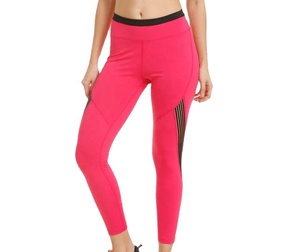 Women's High Waist Full Length Pink Sporty <b>Leggings</b> Knitted Spandex <b>Nylon</b> Stretch Breathable Quick Dry Seamless - Product Image 1