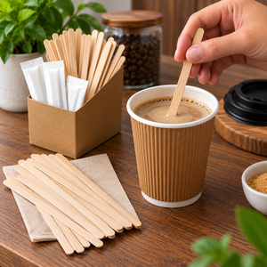 Bâtonnets à mélanger en bambou EcoRev, 1000 pièces, plats, biodégradables, pour café et thé, bois naturel, écologiques, pour usage en café - Product Image 5