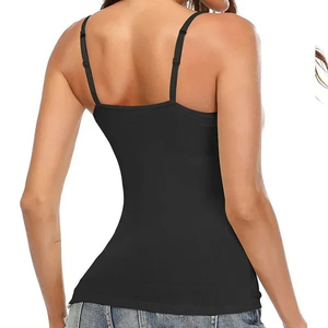 Camisetas sin mangas de poliéster suave para mujer con logo frontal, color liso, sin cuello, transpirables, de punto, para uso casual, en negro, gris y blanco. - Product Image 4