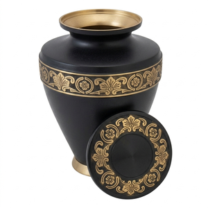 Urnas funerarias de latón duradero para adultos con hermosas bandas decorativas doradas, urnas funerarias de metal con acabado en color amarillo para cenizas humanas. - Product Image 4