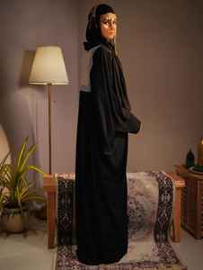 Robe Kaftan Papillon Islamique Noire Bencerraf, Robe Kaftan Turque, Robe de Mode Élégante pour Femmes, Abaya Chic à Motif Uni - Product Image 4
