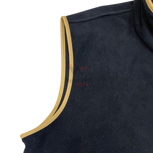 Chaleco de lana azul para hombre con cuello alto, cremallera, ribete dorado, logotipo bordado personalizado, chaleco informal de otoño - Product Image 5