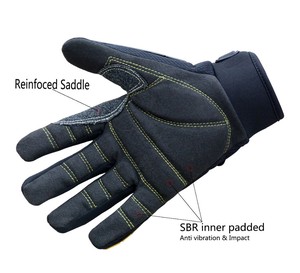 Guantes de Trabajo Resistentes a Impactos de Alta Calidad, con Puntos de TPR y Kevlar, Negros y Amarillos, Anti-Corte, con Dorso de Spandex y Puño de Neopreno - Product Image 2