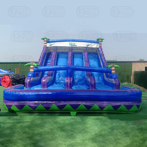 Ingrosso 18 ft commerciale tropicale a tripla corsia acquascivolo treelano di cocco albero di palma gonfiabile acquascivolo <span class=keywords><strong>per</strong></span> adulti - Product Image 1