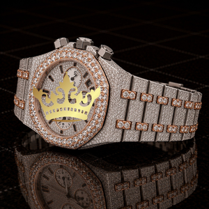 Fashion Rose Gold Diamond Watch Men Full Pave CZ Bracelet <b>Wristwatch</b> - Product Image 3