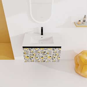 Mobile bagno sospeso da 30 pollici con lavabo in ceramica e anta con chiusura ammortizzata, pronto per l'installazione - Product Image 6