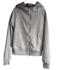 Sudadera con Capucha Gris para Mujer, 100% Algodón, Cierre Doble, Talla Grande, Invierno, Cintura Ajustada, Cómoda - Product Image 1