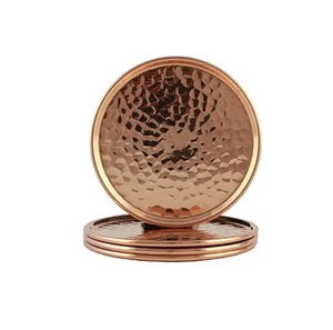 High Quality Hammered Copper Serving Coaster Sets of 6 Pcs Coaster With Copper Finished Handcrafted Coaster For Water Coffee - Product Image 1