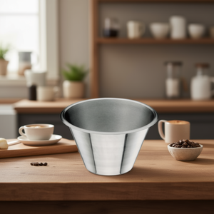 Ciotola conica in acciaio inossidabile da 12 Oz per la preparazione del caffè, design minimalista lucido e resistente - Product Image 3
