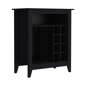 Mobile bar con un ripiano aperto e sei scomparti per bottiglie, design a castello, finitura nero wengue - Product Image 4