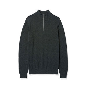 Suéter de Punto Personalizado de Alta Calidad para Hombre, Color Gris Oscuro, Cierre de Cremallera de un Cuarto, Corte Regular, Cuello Alto, Estilo Casual para Otoño, Ropa Urbana - Product Image 4