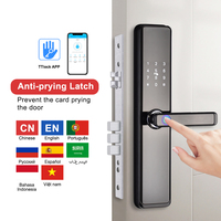 Cerradura Inteligente TTlock con Manija de Palanca, Huella Dactilar, Contraseña, Teclado, Tarjeta, Entrada sin Llave, Control por Aplicación y Nube para Puertas de Madera/Acero
