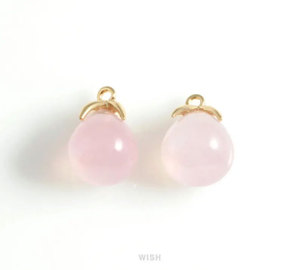 Colgantes de Aleación Chapados en Oro con Dijes de Bola de Cuarzo Rosa para Mujer, Joyería de Regalo - Product Image 1