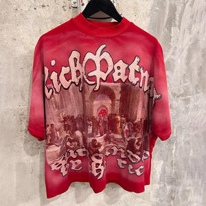 Nouveau T-shirt Homme Personnalisé en Coton Épais Délavé à l'Acide Coupe Oversize Boxy Impression Numérique Motif Vintage Streetwear Vente en Gros - Product Image 4