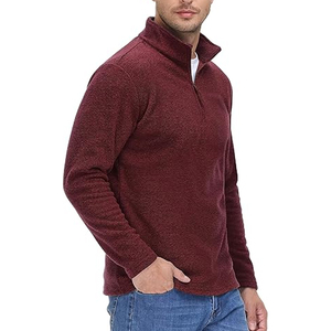 Pull sport décontracté pour homme en molleton 100 % coton, tricoté, respirant, à manches longues, col montant, avec fermeture éclair mi-longue ou quart de zip - Product Image 3