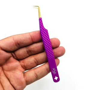 Pinzas de Precisión para Pestañas de Color Morado, Acero Inoxidable, Punta de 90 Grados, Superficie Lisa, Herramienta Profesional para Extensión de Pestañas - Product Image 4