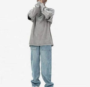 T-shirt 100 % coton pour homme à manches longues, coupe ample, délavage acide, prix de gros, matière de qualité - Product Image 1