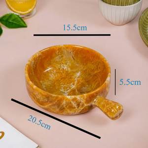 Tazón de Resina Hecho a Mano de Primera Calidad con Asa, Estilo Mármol Naranja, para Servir Sopa, Postre, Dulces y Decoración de Cocina - Product Image 6