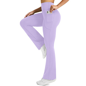 Wholesale High Quality Gym <b>Legging</b> Trouser Women's Casual Sports Wide Leg <b>Legging</b> Breathable Technics Plain Mid Waist <b>Legging</b> - Product Image 4