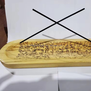 Plateau porte-encens de style fleur en bois fait à la main de luxe pour parfum de maison salle de méditation Studio de yoga et décor intérieur d'hôtel - Product Image 1