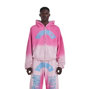 Ensemble de survêtement streetwear 400 GSM avec fermeture éclair et strass, pantalon de jogging évasé et sweat à capuche pour homme, ensemble 2 pièces - Product Image 2