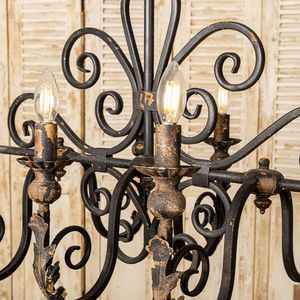 Lampadario a candela in ferro battuto a 6 luci stile Country americano plafoniera da pranzo lampade a sospensione - Product Image 4